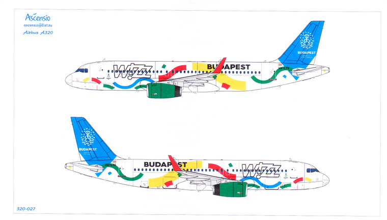 1/144 Scale Decal WIZZ A-320 BUDAPEST