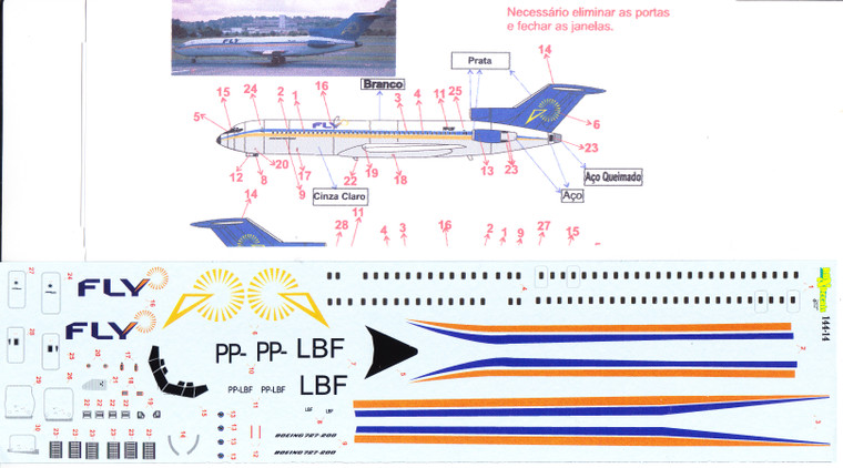 1/144 Scale Decal FLY 727-200
