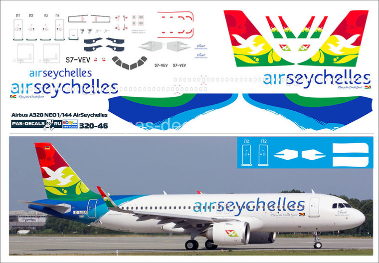 1/144 Scale Decal Air Seychelles A-320