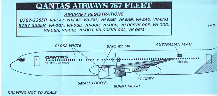 1/200 Scale Decal Qantas 767