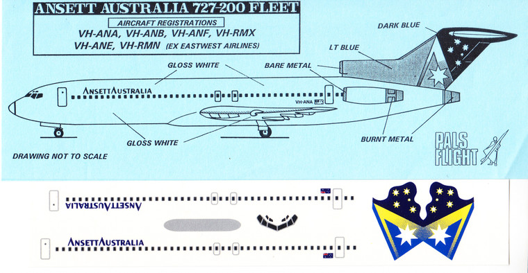 1/200 Scale Decal Ansett Australia 727-200