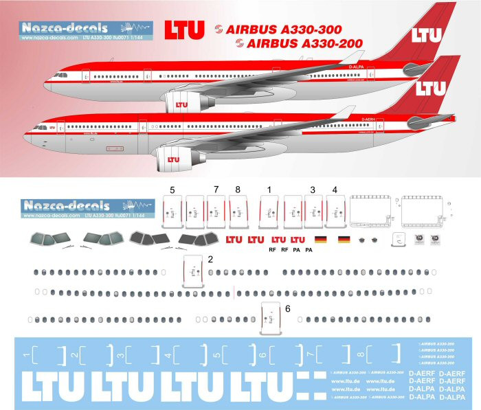 1/144 Scale Decal LTU A330-200 / 300