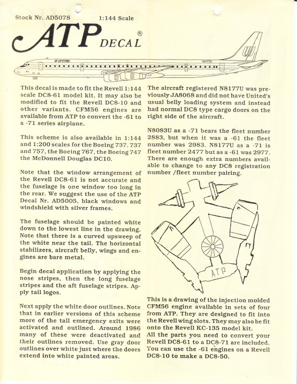1/144 Scale Decal United DC-8