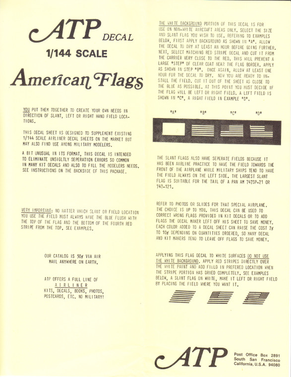 1/144 Scale Decal American Flags