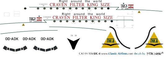 1/144 Scale Decal TMA DC-4 OD-ADK