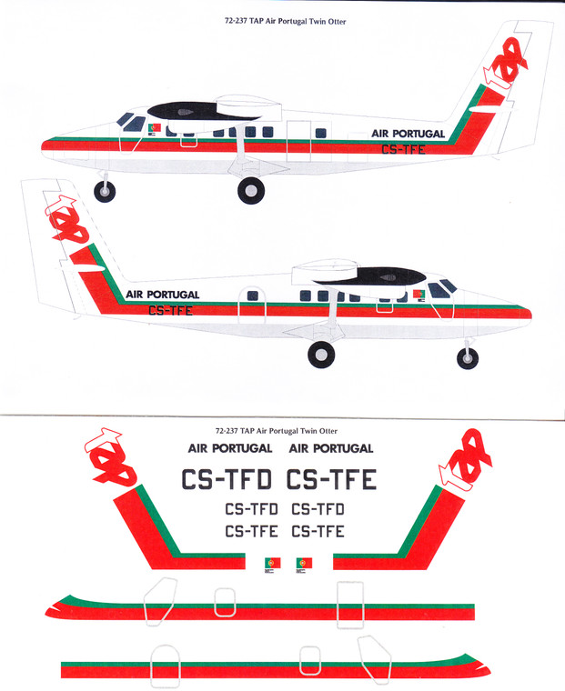 1/72 Scale Decal TAP Air Portugal DHC-6 Twin Otter