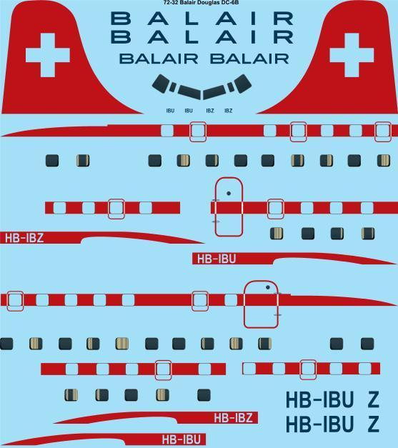 1/72 Scale Decal Balair DC-6B