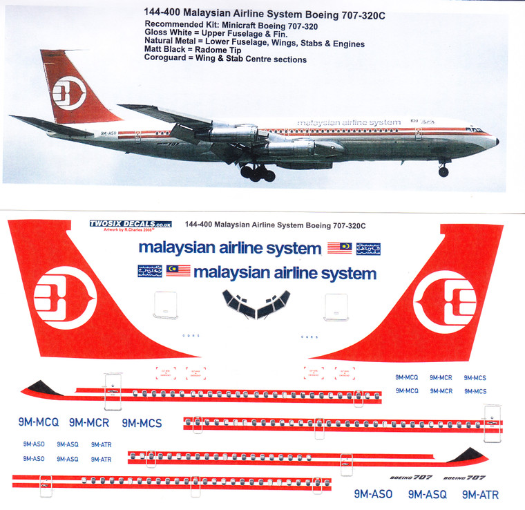 1/144 Scale Decal Malaysian 707-320C