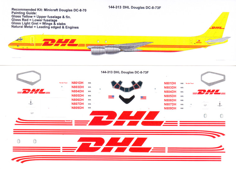 1/144 Scale Decal DHL DC8-73F