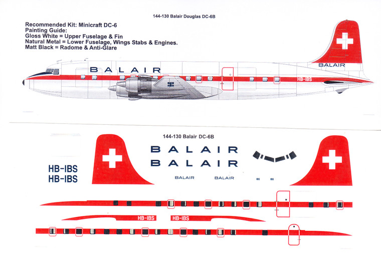 1/144 Scale Decal Balair DC-6B