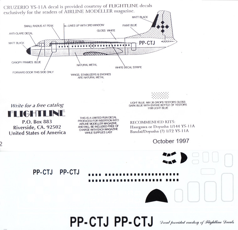 1/72 & 1/144 Scale Decal Cruizero YS-11