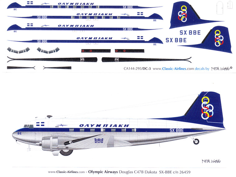 1/144 Scale Decal Olympic Airways DC-3