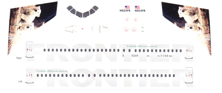 1/144 Scale Decal Frontier A-319 Klondike & Snow Polar Bear Cubs
