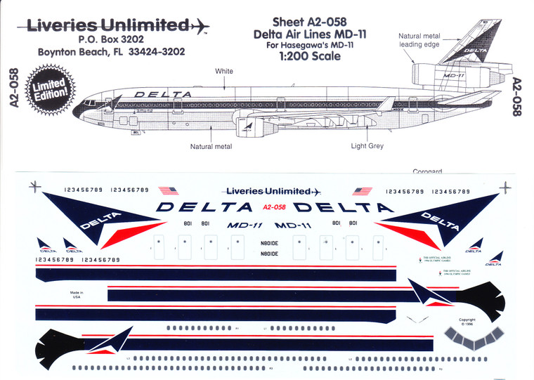 1/200 Scale Decal Delta MD-11