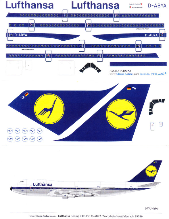 1/144 Scale Decal Lufthansa 747-100