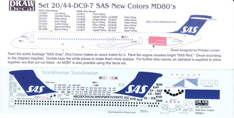 1/200 Scale Decal SAS MD-80s