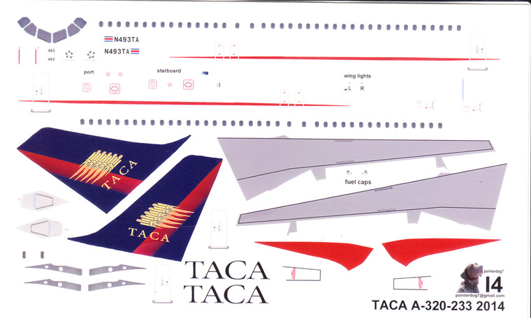 1/144 Scale Decal TACA A-320