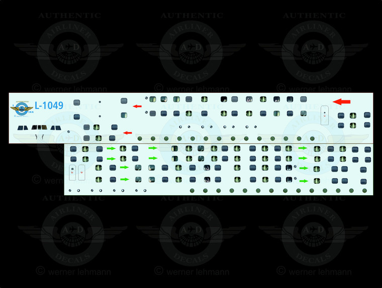 1/144 Scale Decal L-1049 Connie Lifelike Cocpit & Windows