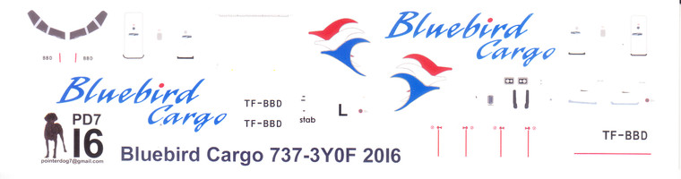 1/144 Scale Decal Bluebird Cargo 737-300F