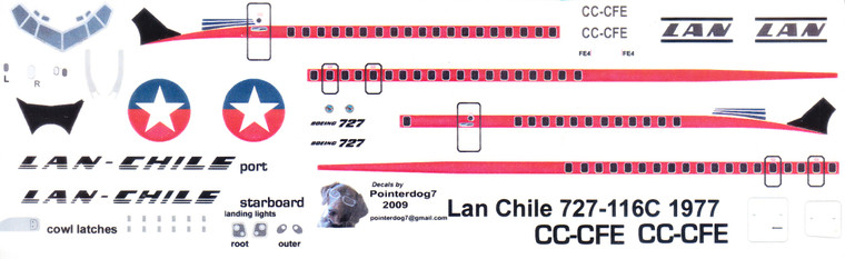 1/144 Scale Decal Lan Chile 727-100 1977