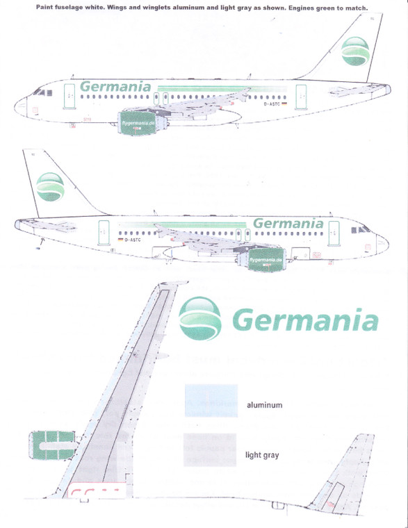 1/144 Scale Decal Germanair A-319 2013