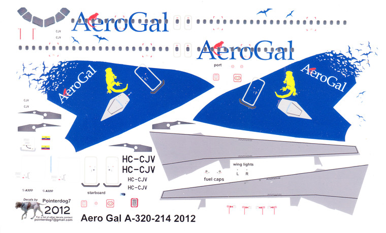 1/144 Scale Decal AeroGal A-320 2012