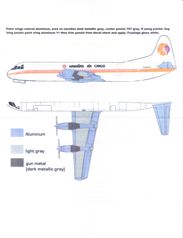 1/144 Scale Decal Hawaiian Air Cargo Electra 1978