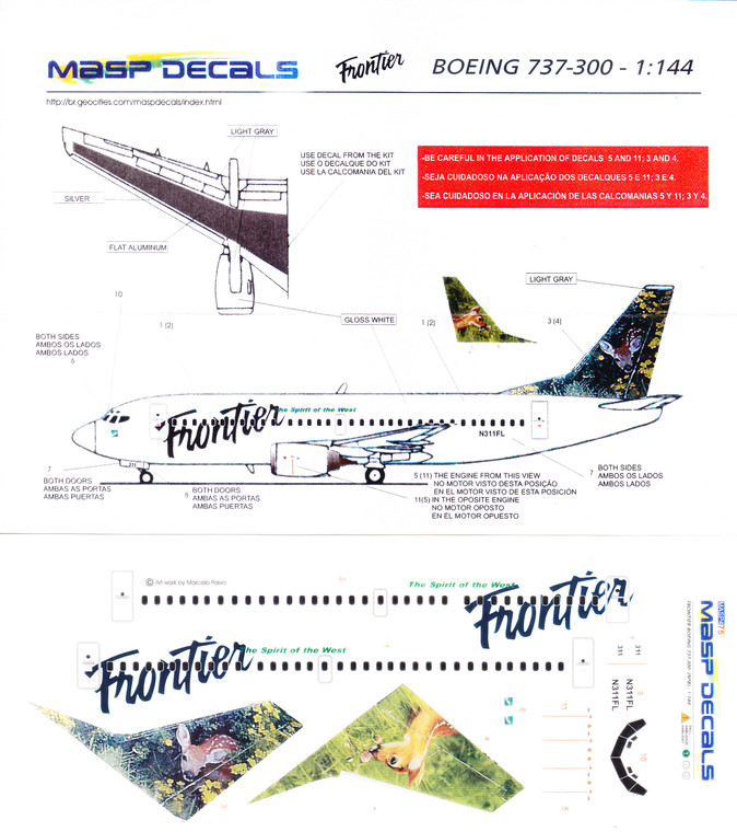 1/144 Scale Decal Frontier 737-300 Deer