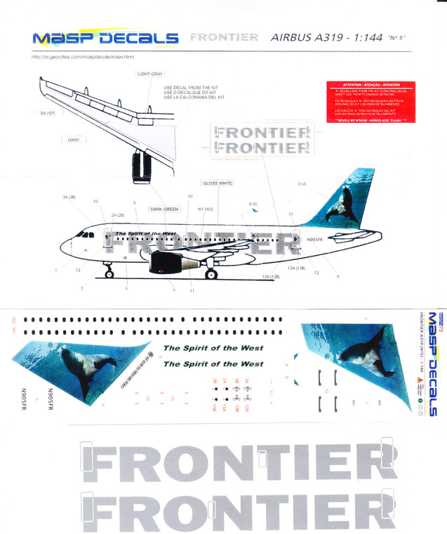 1/144 Scale Decal Frontier A-319 Sherman the Sea Lion