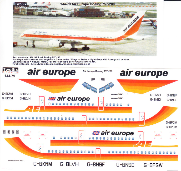 1/144 Scale Decal Air Europe 757-200