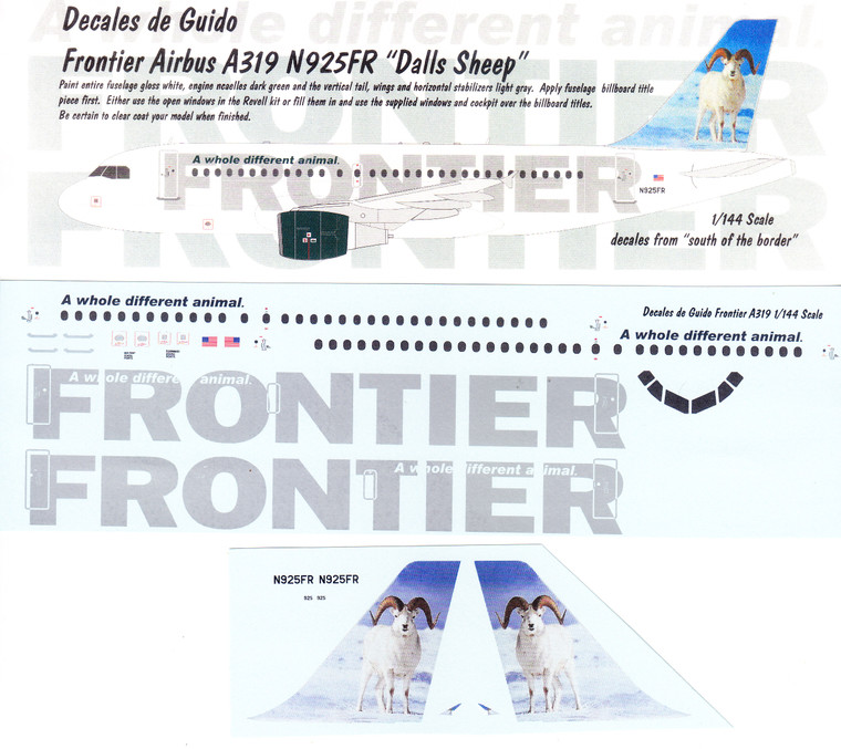 1/144 Scale Decal Frontier A-319 Dalls Sheep