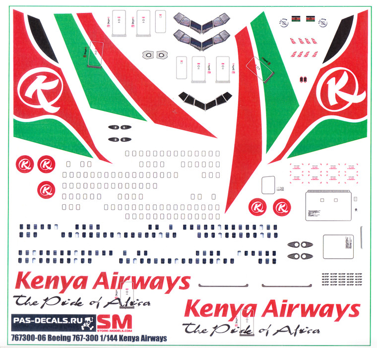 1/144 Scale Decal Kenya Airways 767-300