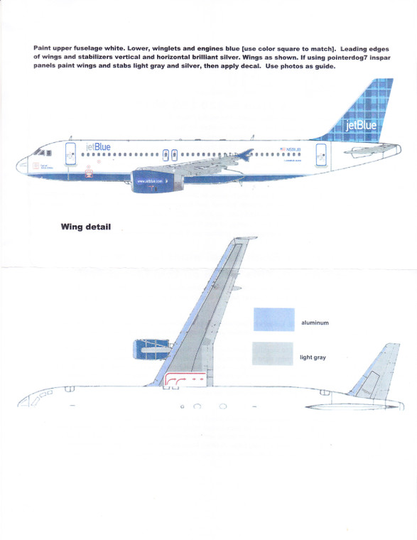 1/144 Scale Decal JetBlue A320 Tail of Blue Cities