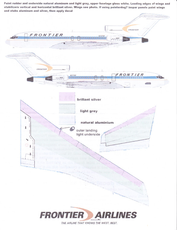 1/144 Scale Decal Frontier 727-100 1967
