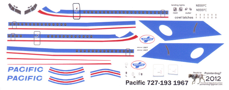 1/144 Scale Decal Pacific 727-100 1967