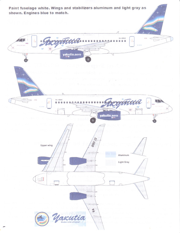 1/144 Scale Decal Yakutia Sukhoi 100 2013