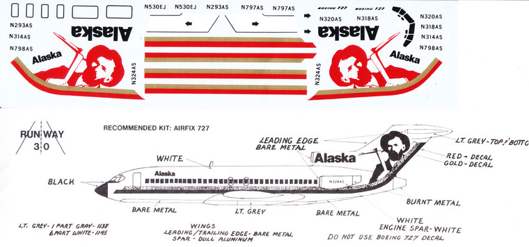 1/144 Scale Decal Alaska 727-100 Miner