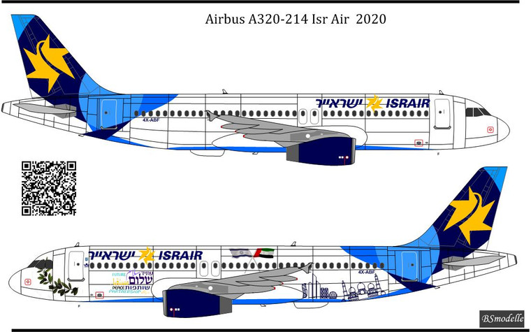 1/200 Scale Decal Israir A-320