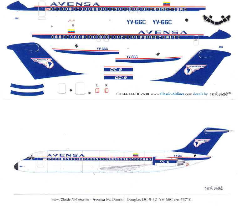 1/144 Scale Decal Avensa DC9-30 Delivery