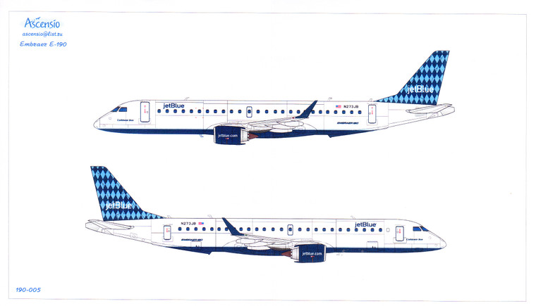 1/144 Scale Decal JetBlue EMB-190 Blue Is So You