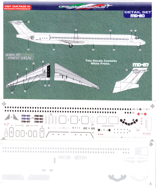 1/144 Scale Decal Detail Sheet MD-80 / MD-87