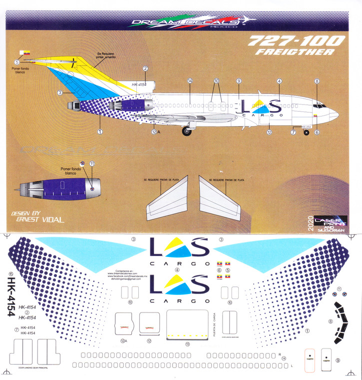 1/144 Scale Decal LAS Cargo 727-100