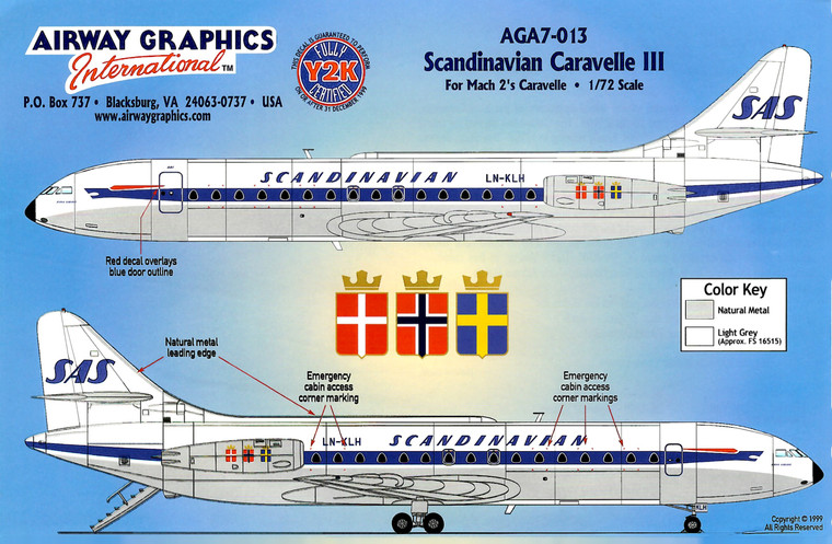 1/72 Scale Decal SAS Scandinavian Caravelle III