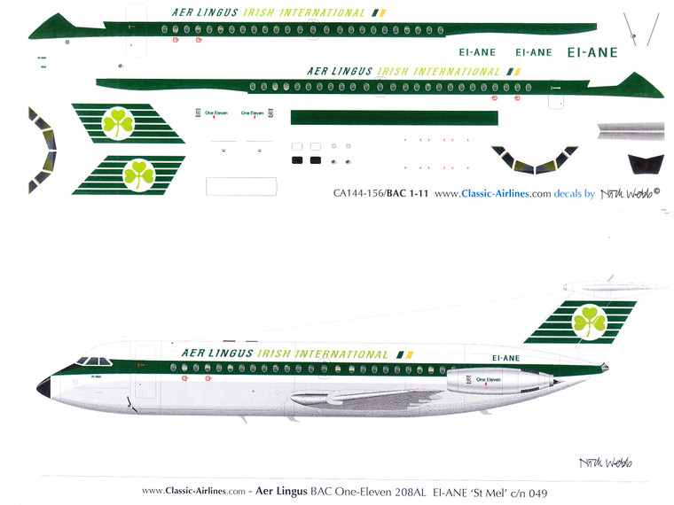 1/144 Scale Decal Aer Lingus BAC-111