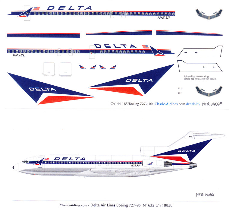 1/144 Scale Decal Delta 727-100 Delivery