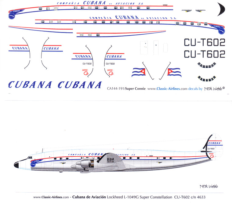 1/144 Scale Decal Cubana Super Constellation