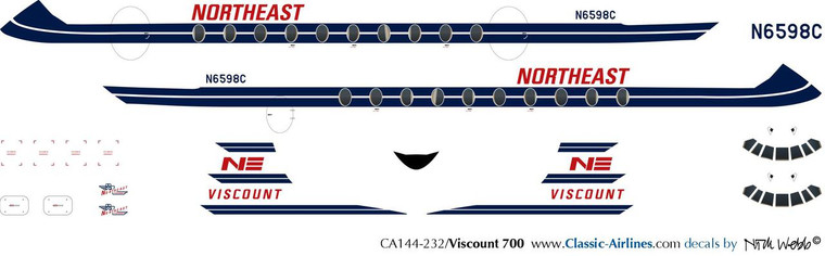 1/144 Scale Decal Northeast Viscount 700