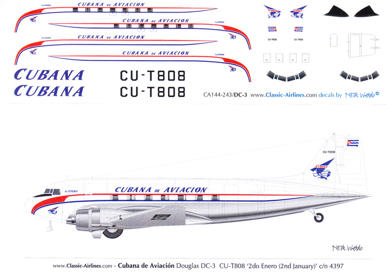 1/144 Scale Decal Cubana DC-3