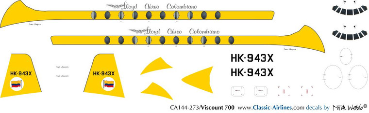 1/144 Scale Decal Lloyd Aereo Columbiano Viscount 700