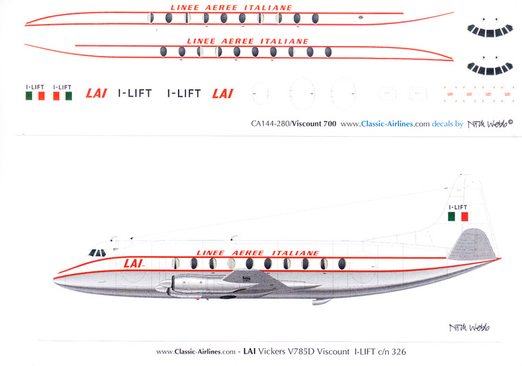 1/144 Scale Decal LAI Italy Viscount 700